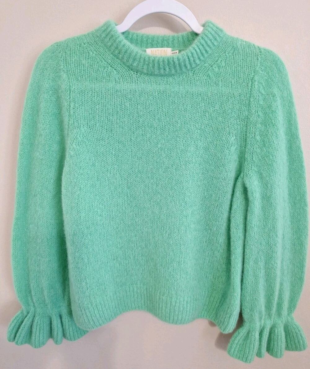 Nation Los Angeles Top Womens XS baby alpaca fine Merino wool Pullover Preppy.